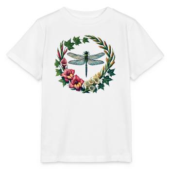 Libellen-Blumenkranzrahmen - Stanley/Stella Kinder T-Shirt MINI CREATOR  - Weiß - Vorne - Maike (125cm)
