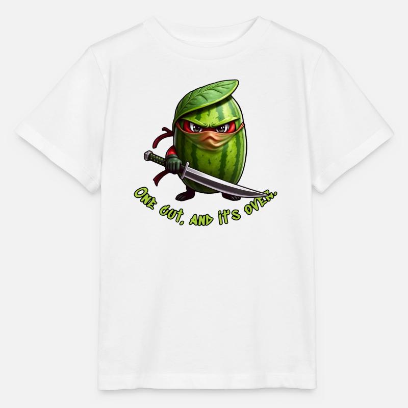 Ninja pastèque avec l’épée - T-shirt bio MINI CREATOR Stanley/Stella Enfant - blanc