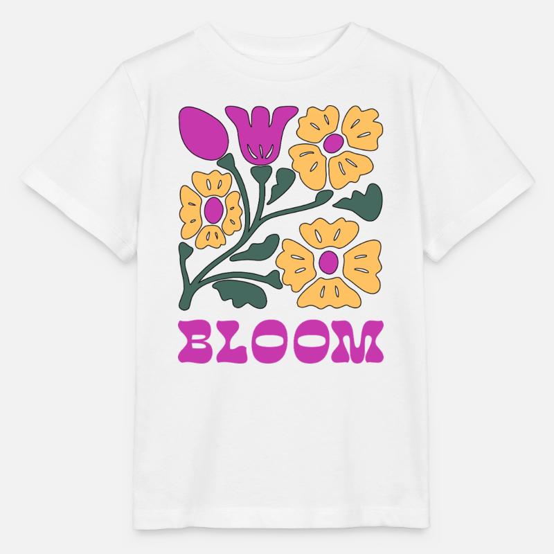 Blumen Pop Neon Pink - Stanley/Stella Kinder T-Shirt MINI CREATOR  - Weiß