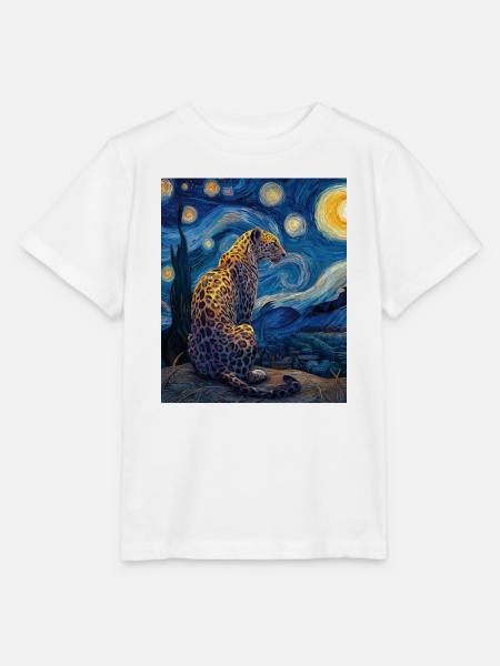Leopard Van Gogh - Stanley/Stella Kinder T-Shirt MINI CREATOR  - Weiß