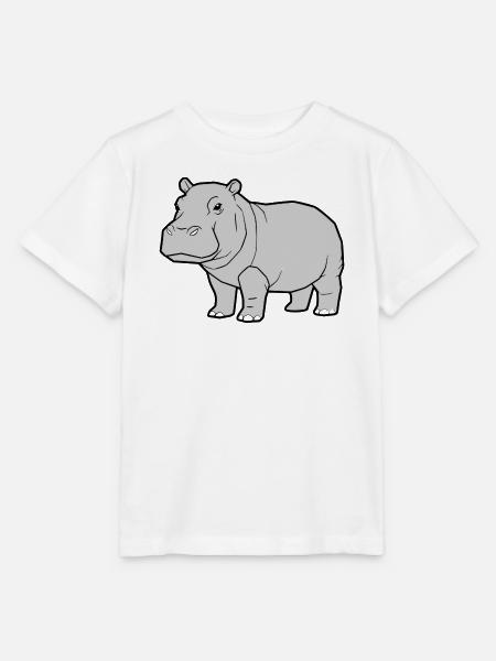 Nilpferd Stehend Comic Tier Zoo - Stanley/Stella Kinder T-Shirt MINI CREATOR - Weiß