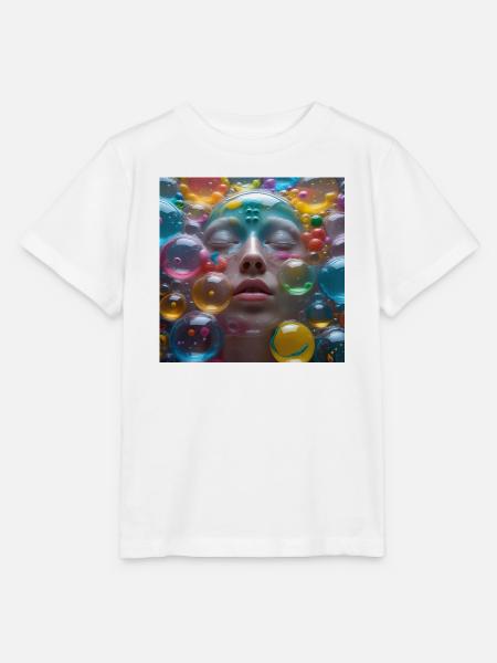Gesicht unter Neonblasen - Stanley/Stella Kinder T-Shirt MINI CREATOR - Weiß