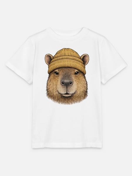 Wasserschwein mit Mütze - Stanley/Stella Kinder T-Shirt MINI CREATOR  - Weiß