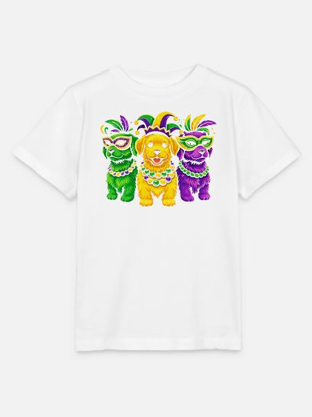 Carnival Canines: Mardi Gras Beaded Trio - Stanley/Stella Kinder T-Shirt MINI CREATOR  - Weiß