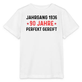Millésime 1936 – 90 ans parfaitement maturé - T-shirt bio MINI CREATOR Stanley/Stella Enfant - blanc - Devant - Maike (125cm)