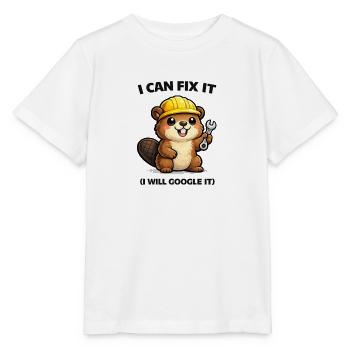 Biber Mechaniker: I Can Fix It - Stanley/Stella Kinder T-Shirt MINI CREATOR  - Weiß - Vorne - Maike (125cm)