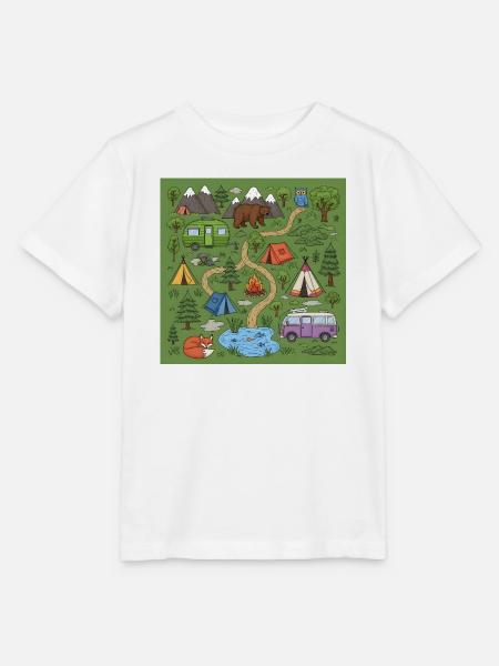 Waldcamping Abenteuer Illustration - Stanley/Stella Kinder T-Shirt MINI CREATOR - Weiß