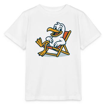 Casual duck in beach chair - Stanley/Stella MINI CREATOR Kids’ T-Shirt - white - Front - Maike (125cm)