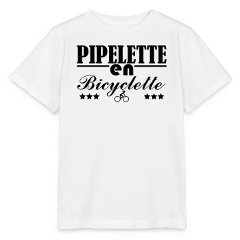 Pipelette auf einem Fahrrad - Stanley/Stella Kinder T-Shirt MINI CREATOR  - Weiß - Vorne - Maike (125cm)