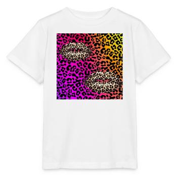 Lèvres de léopard sur dégradé néon - T-shirt bio MINI CREATOR Stanley/Stella Enfant - blanc - Devant - Maike (125cm)