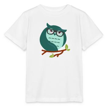 Cartoon-Eule mit schicke Brille - Stanley/Stella Kinder T-Shirt MINI CREATOR  - Weiß - Vorne - Maike (125cm)