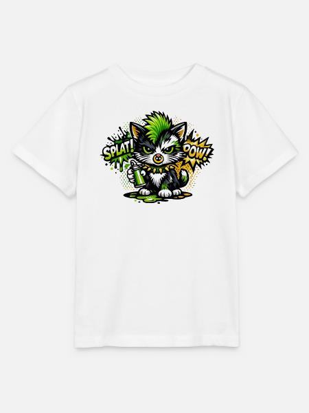 Neon Graffiti Kätzchen Sprayer - Stanley/Stella Kinder T-Shirt MINI CREATOR  - Weiß