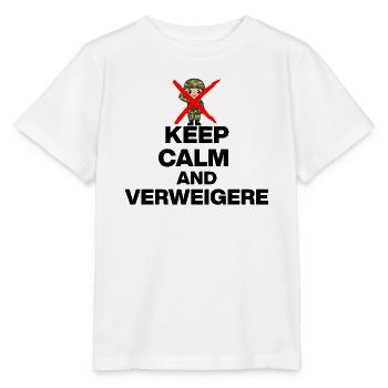 KEEP CALM AND VERWEIGERN! MUSTERUNG WEHRPFLICHT s - Stanley/Stella Kinder T-Shirt MINI CREATOR  - Weiß - Vorne - Maike (125cm)