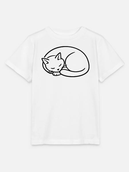 Schlafende Katze Linienstudie - Stanley/Stella Kinder T-Shirt MINI CREATOR  - Weiß