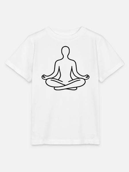 Lotussitz Linienzeichnung - Stanley/Stella Kinder T-Shirt MINI CREATOR - Weiß