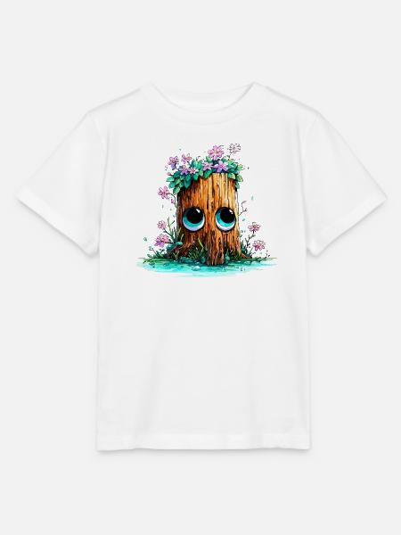 Waldstumpf mit Blütenaugen - Stanley/Stella Kinder T-Shirt MINI CREATOR - Weiß