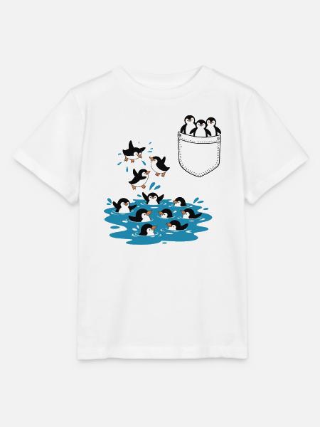 Pinguin Sprung ins Wasser Pocket Design - Stanley/Stella Kinder T-Shirt MINI CREATOR  - Weiß
