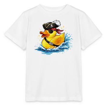Freche Gummiente im Piratenlook mit Augenklappe - Stanley/Stella Kinder T-Shirt MINI CREATOR  - Weiß - Vorne - Maike (125cm)
