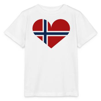 Norwegische Herzflagge - Stanley/Stella Kinder T-Shirt MINI CREATOR  - Weiß - Vorne - Maike (125cm)
