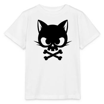 Cat Skull with Bones | Gothic Cute Icon - Stanley/Stella MINI CREATOR Kids’ T-Shirt - white - Front - Maike (125cm)