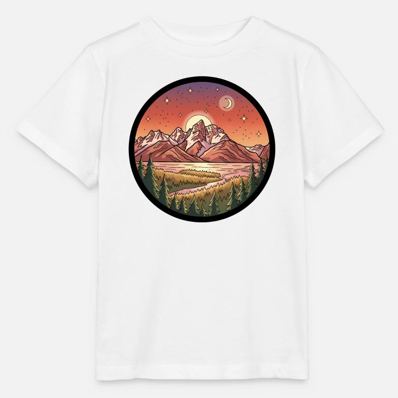Moonlight Mountains Round Patch - Stanley/Stella MINI CREATOR Kids’ T-Shirt - white