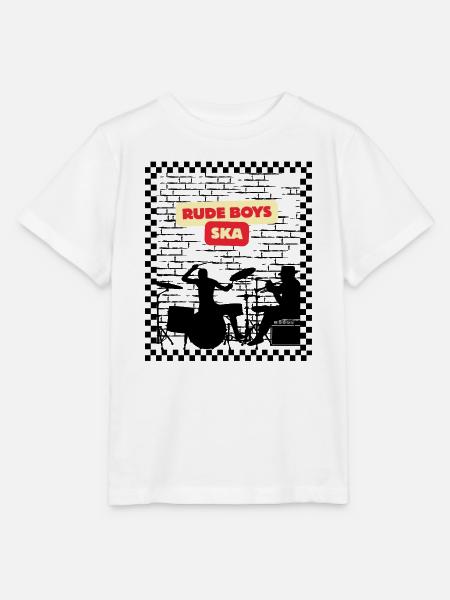 Rude Boys Ska Logo Tee - Stanley/Stella Kinder T-Shirt MINI CREATOR - Weiß