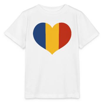 Rumänisches Flaggenherz - Stanley/Stella Kinder T-Shirt MINI CREATOR  - Weiß - Vorne - Maike (125cm)