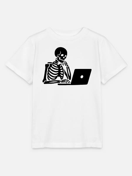 Skelett am Laptop Computer - Stanley/Stella Kinder T-Shirt MINI CREATOR - Weiß