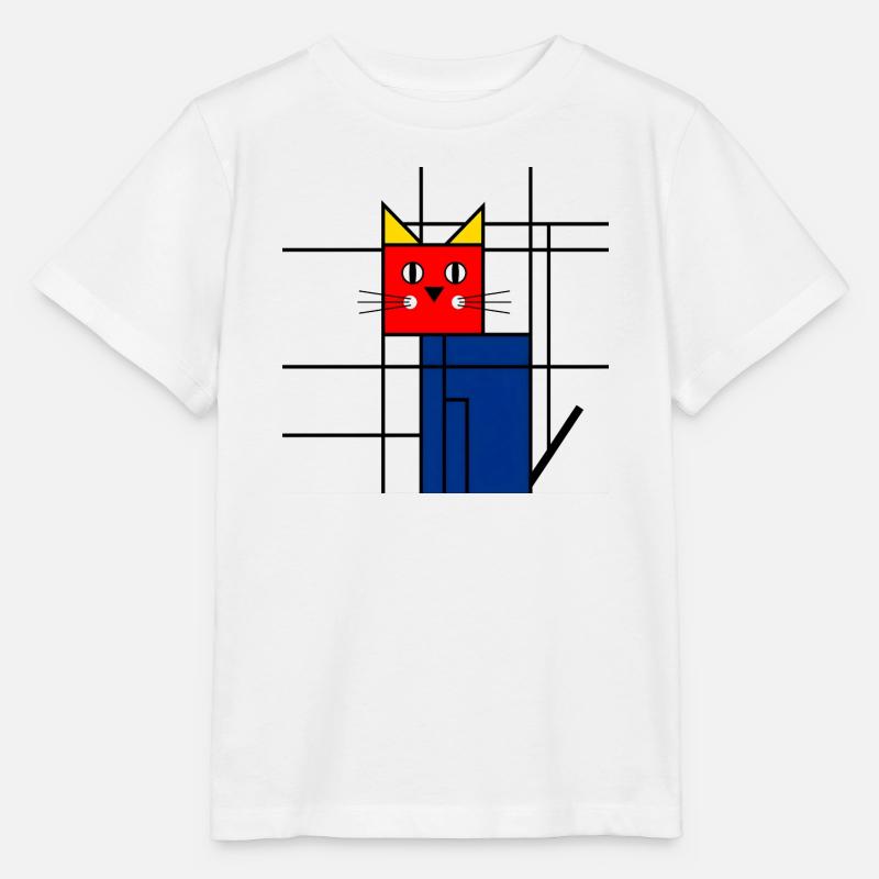 Abstrakte Katze Kunst - Geometrisches Mondrian  - Stanley/Stella Kinder T-Shirt MINI CREATOR  - Weiß