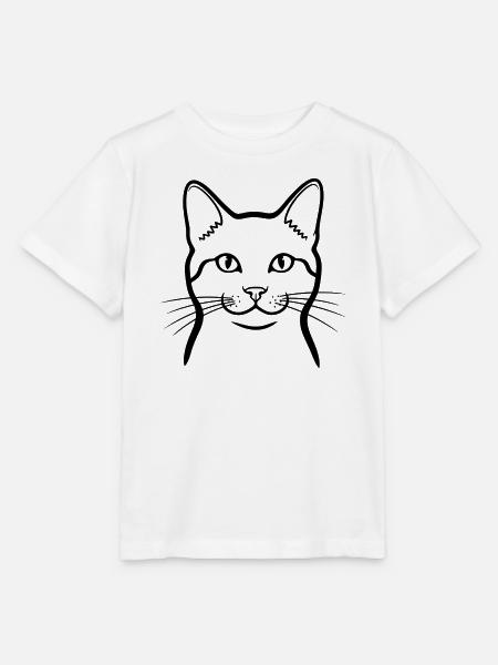 Cat Minimal Animals Doodle - Stanley/Stella Kinder T-Shirt MINI CREATOR  - Weiß