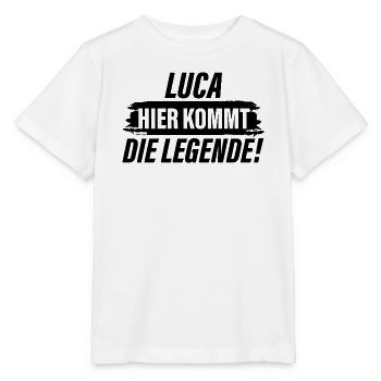 Luca – Hier kommt die Legende - Stanley/Stella Kinder T-Shirt MINI CREATOR  - Weiß - Vorne - Maike (125cm)