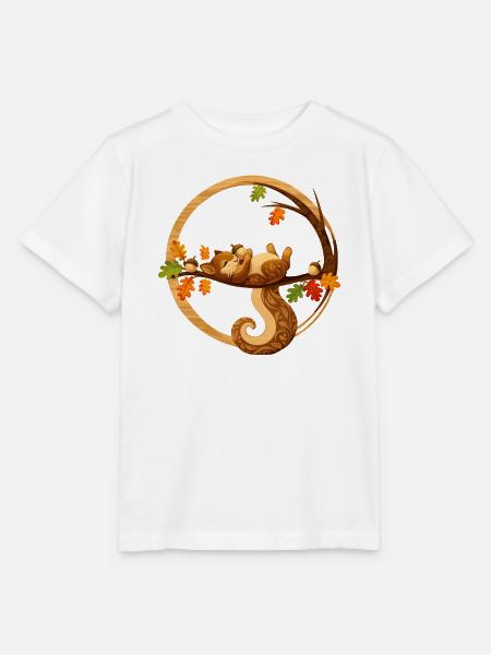 Schlafendes Eichhörnchen im Herbstkreis - Stanley/Stella Kinder T-Shirt MINI CREATOR - Weiß