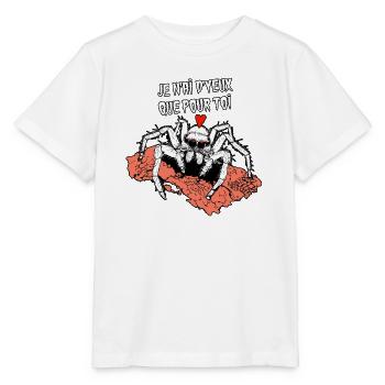 ICH HABE NUR AUGEN FÜR DICH! (Spinne) - Stanley/Stella Kinder T-Shirt MINI CREATOR  - Weiß - Vorne - Maike (125cm)