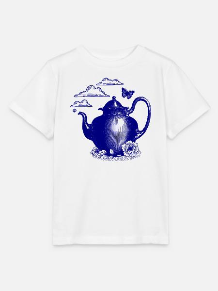 Blauer Teekessel im Wolkenzauber - Stanley/Stella Kinder T-Shirt MINI CREATOR - Weiß