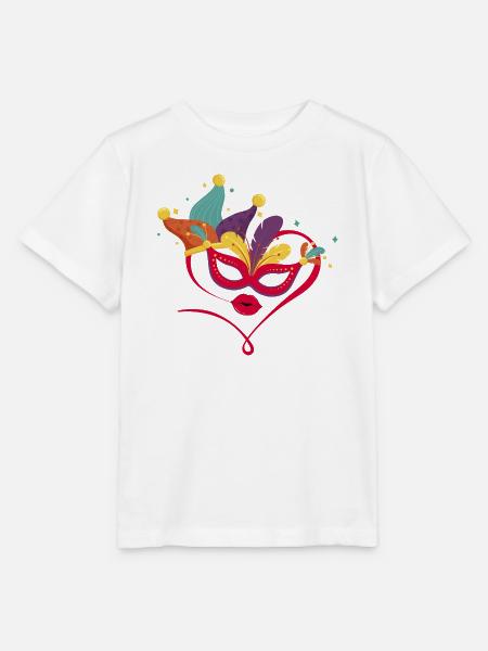 Karnevalsmaske mit bunten Federn - Stanley/Stella Kinder T-Shirt MINI CREATOR - Weiß