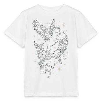 Deux pégases célestes dans les étoiles - T-shirt bio MINI CREATOR Stanley/Stella Enfant - blanc - Devant - Maike (125cm)