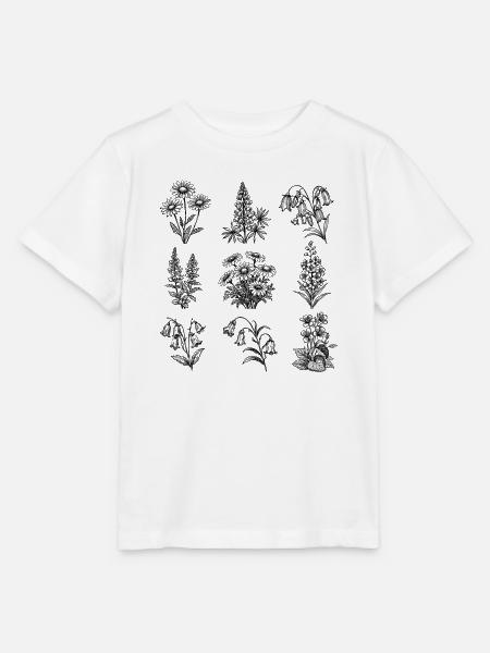 Nachtblüten-Botanik Muster - Stanley/Stella Kinder T-Shirt MINI CREATOR  - Weiß