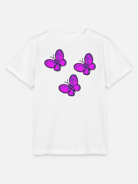 Neon Pink Schmetterlinge Trio - Stanley/Stella Kinder T-Shirt MINI CREATOR  - Weiß