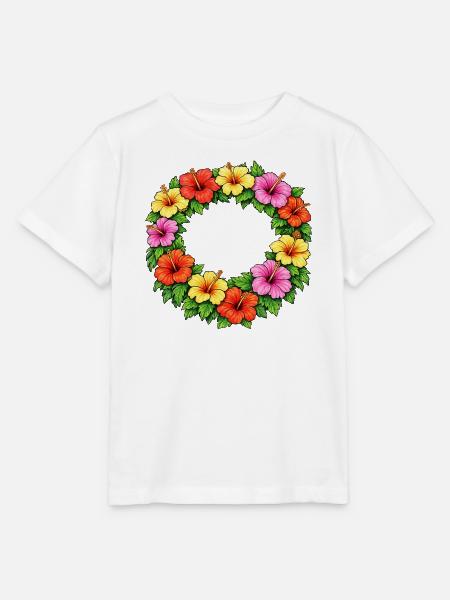 Bunter Hibiskus-Blütenring - Stanley/Stella Kinder T-Shirt MINI CREATOR - Weiß