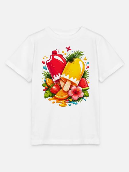 Tropisches Eis mit Früchten Illustration  - Stanley/Stella Kinder T-Shirt MINI CREATOR  - Weiß