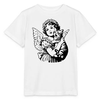 Engel mit Katze – Cherub Vintage Illustration - Stanley/Stella Kinder T-Shirt MINI CREATOR  - Weiß - Vorne - Maike (125cm)