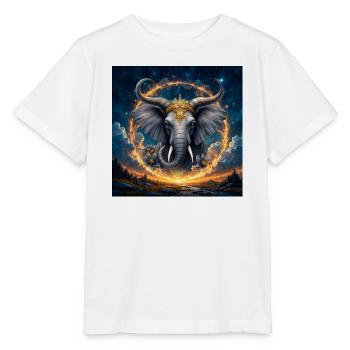Celestial Elephant with Golden Crown - Stanley/Stella MINI CREATOR Kids’ T-Shirt - white - Front - Maike (125cm)