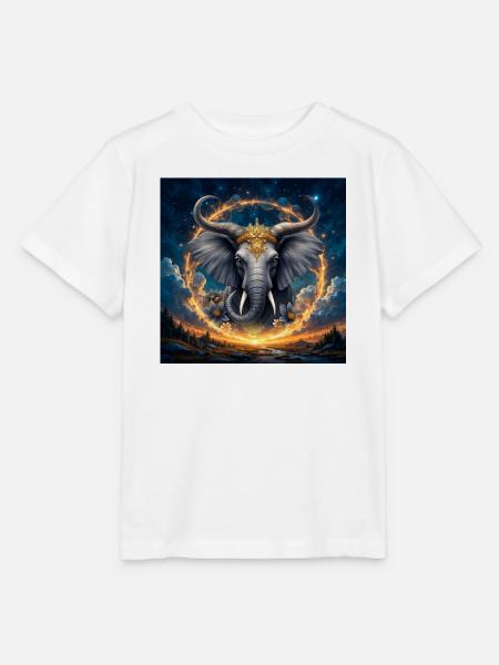 Himmlischer Elefant mit goldener Krone - Stanley/Stella Kinder T-Shirt MINI CREATOR - Weiß