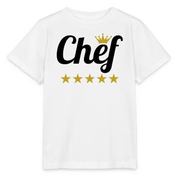 Chef Suprême : Couronne et 5 Étoiles Or - T-shirt bio MINI CREATOR Stanley/Stella Enfant - blanc - Devant - Maike (125cm)