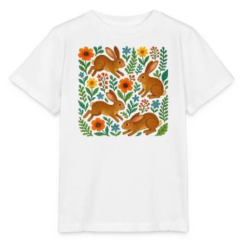 Aquarellkaninchen in Blühen - Stanley/Stella Kinder T-Shirt MINI CREATOR  - Weiß - Vorne - Maike (125cm)