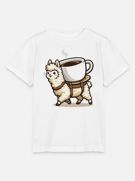 Kaffee Llama Trage-Design - Stanley/Stella Kinder T-Shirt MINI CREATOR - Weiß