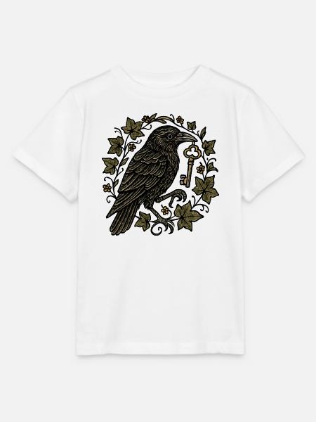 Rabe mit Schlüssel im Efeu - Stanley/Stella Kinder T-Shirt MINI CREATOR - Weiß