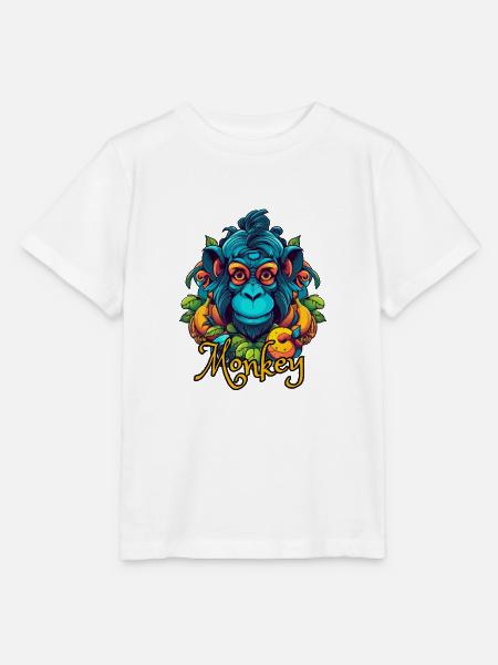Neon-Tropenaffe Kopf - Stanley/Stella Kinder T-Shirt MINI CREATOR - Weiß