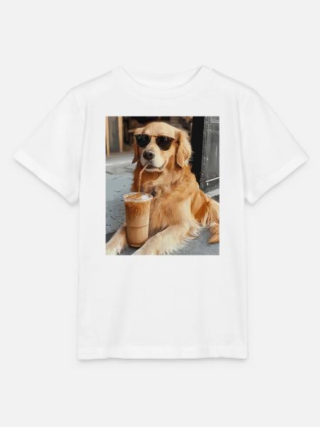 Sonnenbrillenhund Latte-Genuss - Stanley/Stella Kinder T-Shirt MINI CREATOR - Weiß