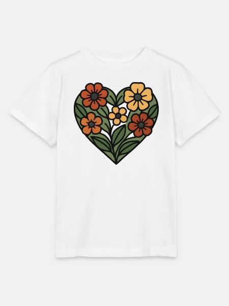 Herz aus Blumenmuster - Stanley/Stella Kinder T-Shirt MINI CREATOR  - Weiß
